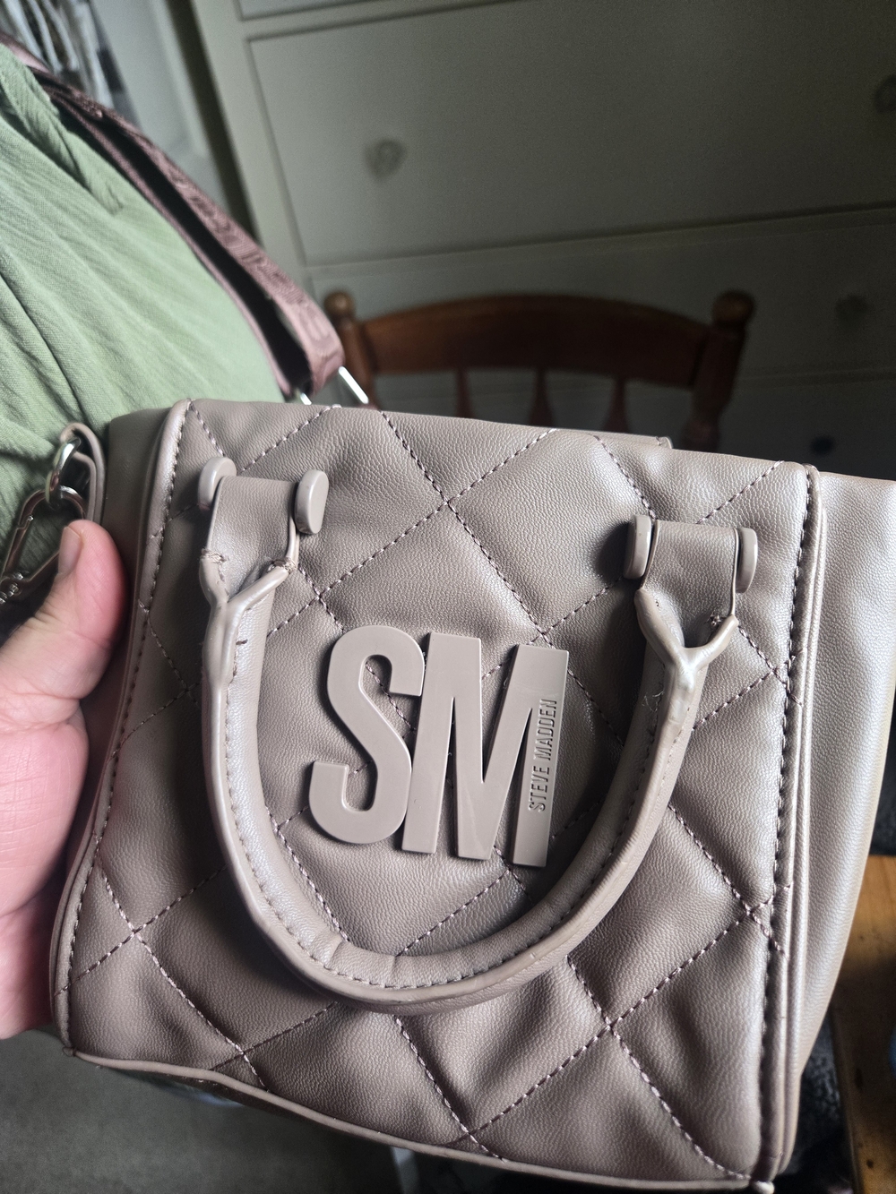 Steve Madden Taupe Quilted Cross Body Satchel - Taupe
